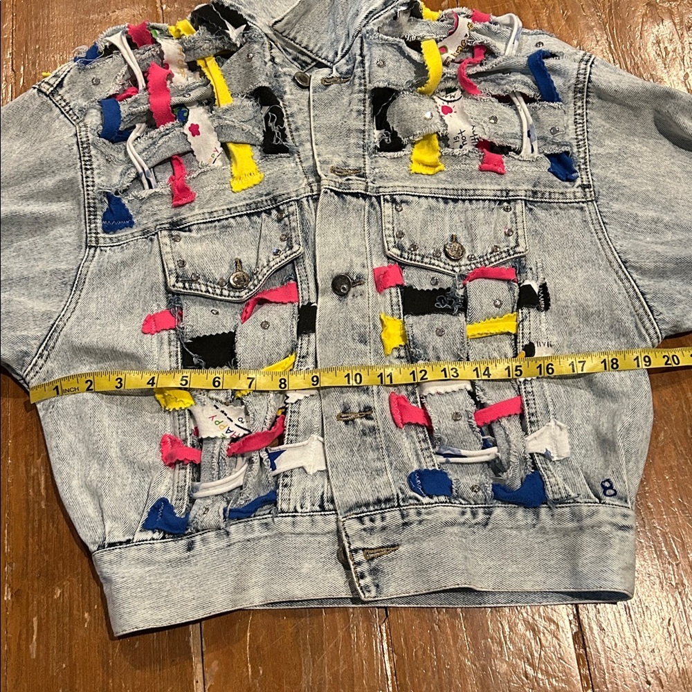 TAMARA MARIE Colorful Denim Jacket with Accents Sz Medium - 1 of a Kind - Picture 11 of 13